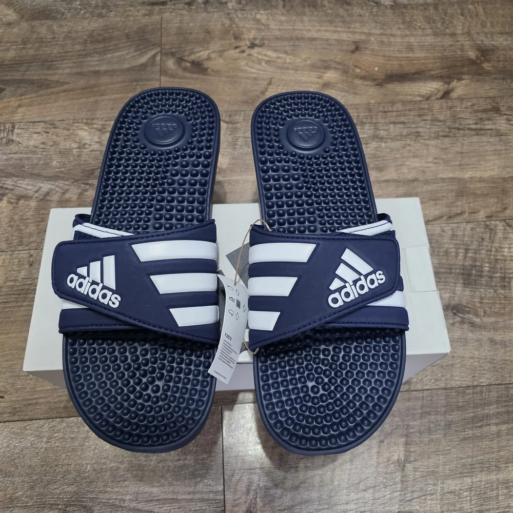 Adidas Navy and White Slide  Men Size 13 Sandals